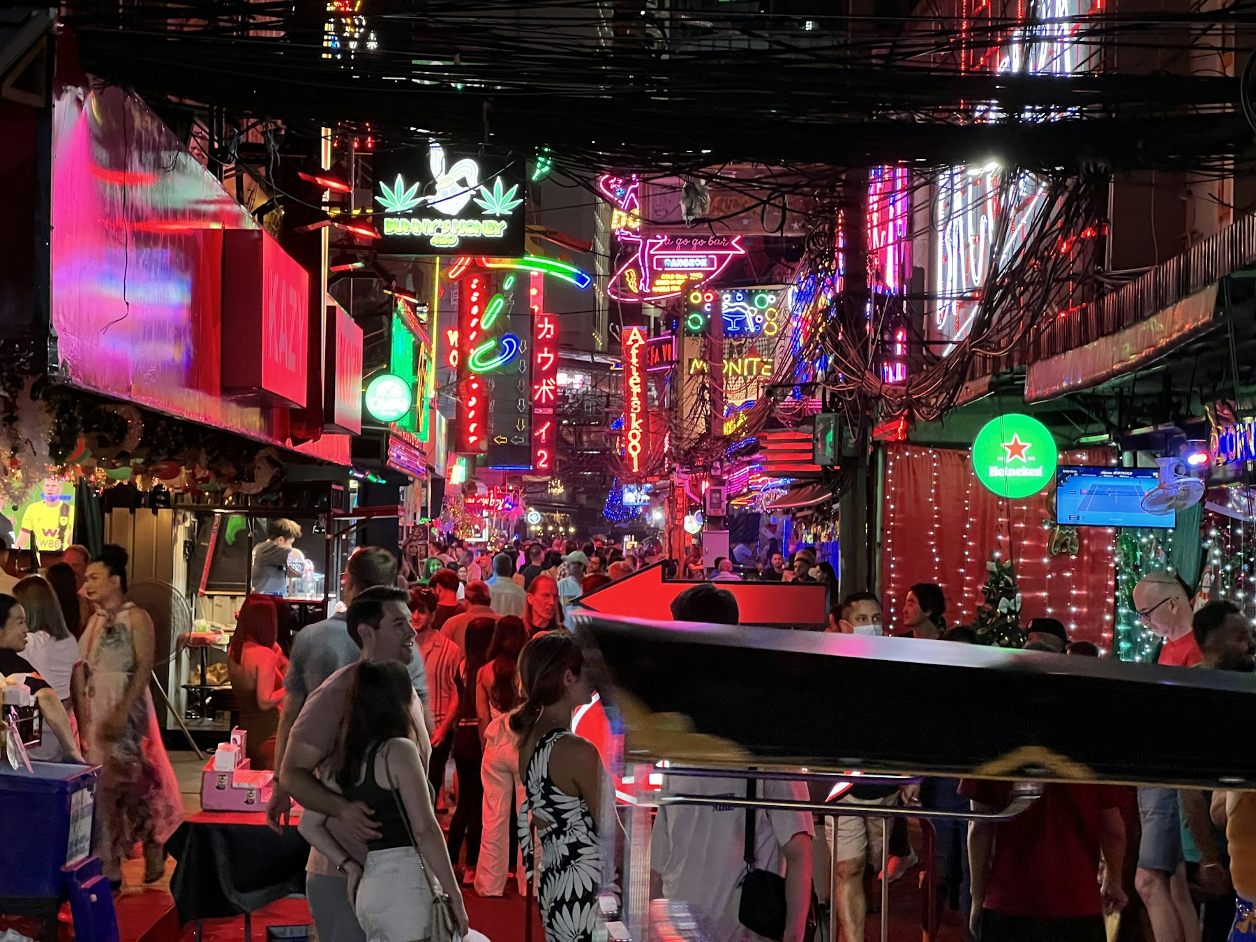 People out at night in Bangkok